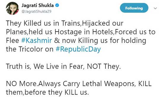 മുസ്‌ലികളെ കൊല്ലാന്‍ ആഹ്വാനം ചെയ്‌തെന്ന്: മാധ്യമപ്രവര്‍ത്തകയുടെ ട്വീറ്റ് വിവാദമായി