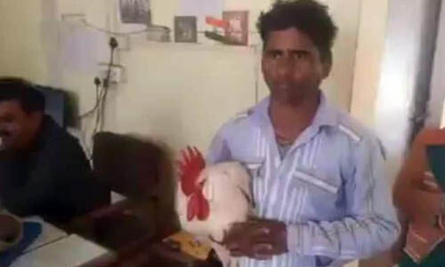 കോഴിയെ അറസ്റ്റുചെയ്യണം; പരാതിയുമായി വീട്ടമ്മ പോലിസ് സ്റ്റേഷനില് കോഴിയെ അറസ്റ്റുചെയ്യണം; പരാതിയുമായി വീട്ടമ്മ പോലിസ് സ്റ്റേഷനില്