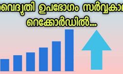 സംസ്ഥാനത്തെ വൈദ്യുതി ഉപഭോഗം സര്വകാല റെക്കോര്ഡില് സംസ്ഥാനത്തെ വൈദ്യുതി ഉപഭോഗം സര്വകാല റെക്കോര്ഡില്