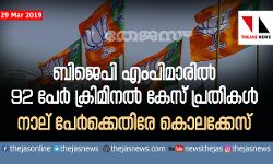 ബിജെപി എംപിമാരില്‍ 92 പേര്‍ ക്രിമിനല്‍ കേസ് പ്രതികള്‍;    നാല് പേര്‍ക്കെതിരേ കൊലക്കേസ്