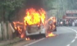 വൈക്കത്ത് ഓടിക്കൊണ്ടിരുന്ന കാറിന് തീപ്പിടിച്ചു; യാത്രക്കാര്‍ അത്ഭുതകരമായി രക്ഷപ്പെട്ടു
