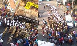 നീലേശ്വരത്ത് സിപിഎം പ്രവര്‍ത്തകര്‍ ആര്‍എസ്എസ് പഥസഞ്ചലനം തടഞ്ഞു; പോലിസ് കണ്ണീര്‍വാതകം പ്രയോഗിച്ചു