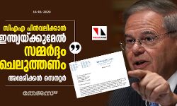 സിഎഎ പിന്‍വലിക്കാന്‍ ഇന്ത്യയ്ക്കുമേല്‍ സമ്മര്‍ദ്ദം ചെലുത്തണം; അമേരിക്കന്‍ സെനറ്റര്‍