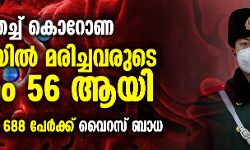ഭീതി വിതച്ച് കൊറോണ: ചൈനയില്‍ മരിച്ചവരുടെ എണ്ണം 56 ആയി; പുതുതായി 688 പേര്‍ക്ക് വൈറസ് ബാധ
