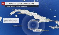 ജമൈക്കന്‍ തീരത്ത് അതിശക്തമായ ഭൂചലനം; റിക്ടര്‍ സ്‌കെയിലില്‍ 7.7 തീവ്രത (വീഡിയോ)
