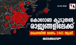 കൊറോണ കൂടുതല്‍ രാജ്യങ്ങളിലേക്ക്:    ചൈനയില്‍ മരണം 2465 ആയി