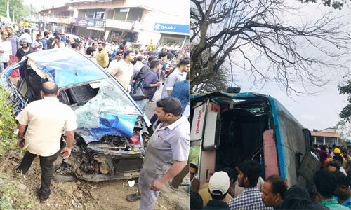 സുല്‍ത്താന്‍ ബത്തേരിയില്‍ ബസ്സും കാറും കൂട്ടിയിടിച്ചു; ഒരു മരണം; നിരവധി പേര്‍ക്ക് പരിക്ക്