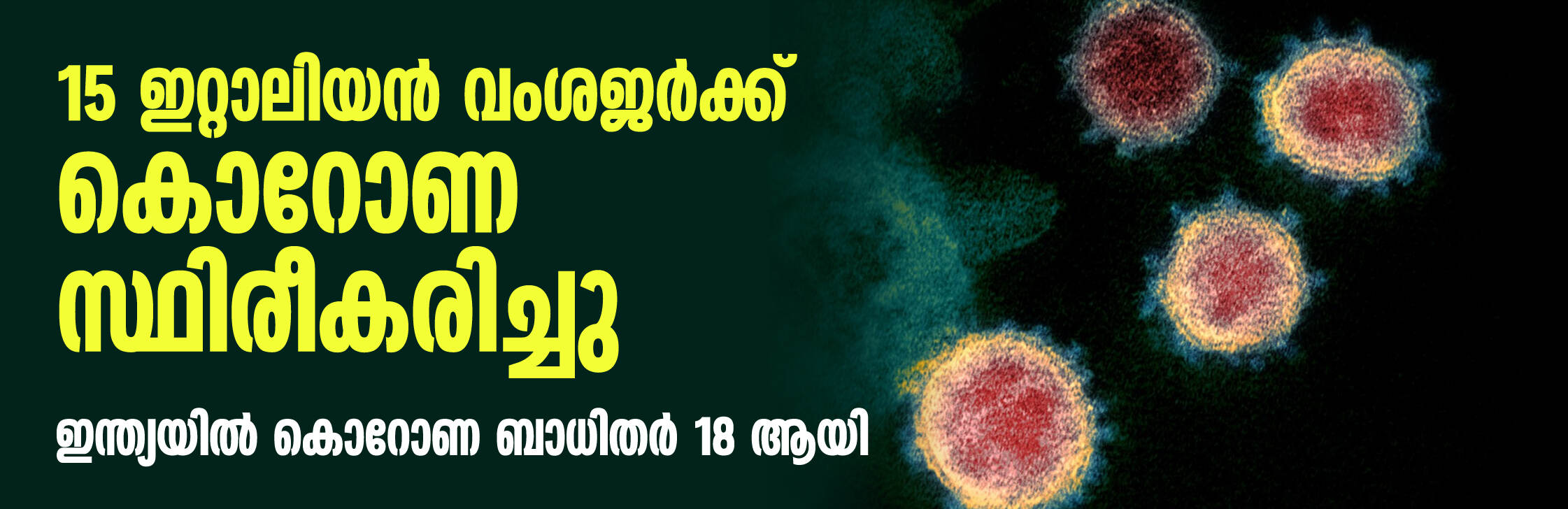 15 ഇറ്റാലിയന് വംശജര്ക്ക് കൊറോണ സ്ഥിരീകരിച്ചു; ഇന്ത്യയില് കൊറോണ ബാധിതര് 18 ആയി 15 ഇറ്റാലിയന് വംശജര്ക്ക് കൊറോണ സ്ഥിരീകരിച്ചു; ഇന്ത്യയില് കൊറോണ ബാധിതര് 18 ആയി