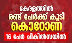 കേരളത്തില്‍ രണ്ട് പേര്‍ക്ക് കൂടി കൊറോണ  -16 പേര്‍ ചികില്‍സയില്‍