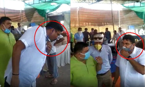 ഗുജറാത്തിലെ ബിജെപി എംഎല്‍എ സമൂഹ അടുക്കളയില്‍ തുപ്പുന്ന വീഡിയോ വൈറലായി; തുപ്പിയത് സ്വന്തം സ്ഥലത്താണെന്ന് ന്യായീകണം