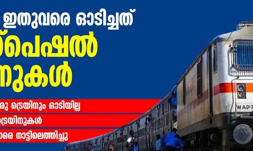 റെയില്‍വേ ഇതുവരെ ഓടിച്ചത് 642 സ്‌പെഷല്‍ ട്രെയിനുകള്‍; കേരളത്തിന് വേണ്ടി ഒരു ട്രെയിനും ഓടിയില്ല   -ഉത്തര്‍പ്രദേശിന് 301 ട്രെയിനുകള്‍
