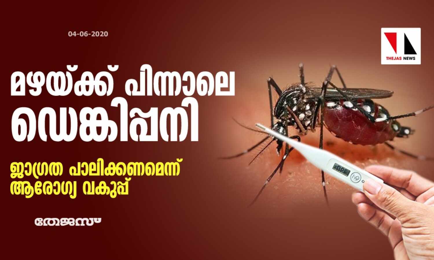 മഴയ്ക്ക് പിന്നാലെ ഡെങ്കിപ്പനി: ജാഗ്രത പാലിക്കണമെന്ന് ആരോഗ്യ വകുപ്പ് മഴയ്ക്ക് പിന്നാലെ ഡെങ്കിപ്പനി: ജാഗ്രത പാലിക്കണമെന്ന് ആരോഗ്യ വകുപ്പ്