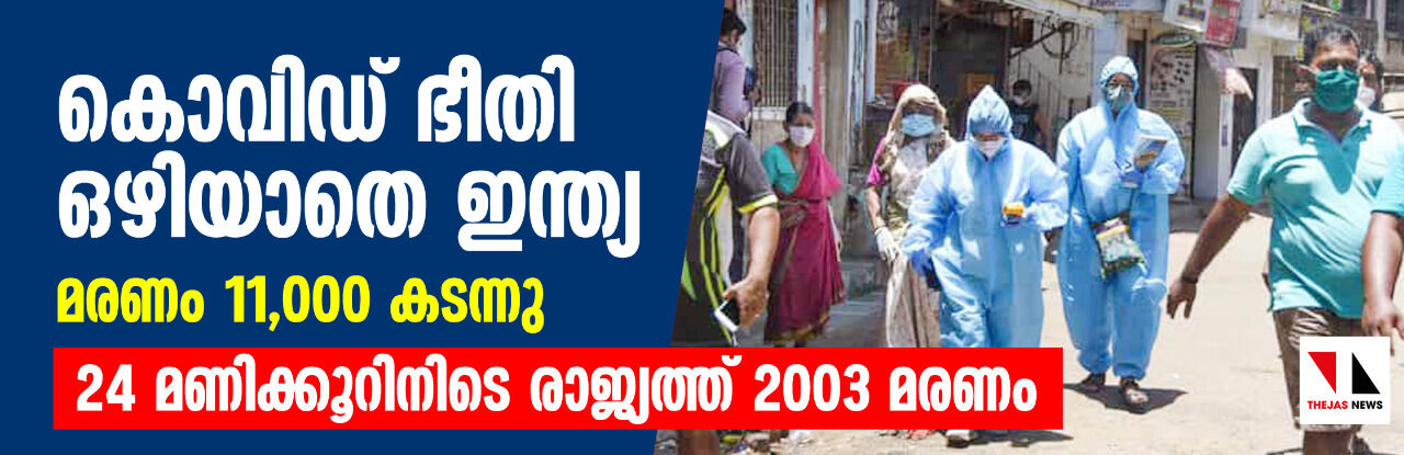 കൊവിഡ് ഭീതി ഒഴിയാതെ ഇന്ത്യ; മരണം പതിനൊന്നായിരം കടന്നു, 24 മണിക്കൂറിനിടെ രാജ്യത്ത് 2003 മരണം
