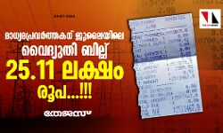 മാധ്യമപ്രവര്‍ത്തകന് ജൂലൈയിലെ വൈദ്യുതി ബില്ല് 25.11 ലക്ഷം രൂപ...!!!