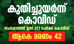 സംസ്ഥാനത്ത് ഇന്ന് 821 പേര്‍ക്ക് കൊവിഡ്;   ആകെ മരണം 42 ആയി