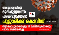 അയോധ്യയിലെ ഭൂമിപൂജയില്‍ പങ്കെടുക്കേണ്ട പൂജാരിക്കും പോലിസുകാര്‍ക്കും കൊവിഡ്