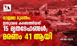 രാജമല ദുരന്തം: ഇതുവരെ കണ്ടെത്തിയത് 15 മൃതദേഹങ്ങള്‍; മരണം 41 ആയി