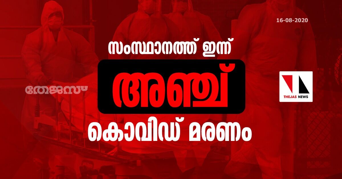 സംസ്ഥാനത്ത് ഇന്ന് അഞ്ച് കൊവിഡ് മരണം