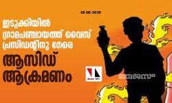 ഇടുക്കിയില്‍ ഗ്രാമപഞ്ചായത്ത് വൈസ് പ്രസിഡന്റിനു നേരെ ആസിഡ് ആക്രമണം