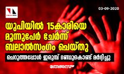 യുപിയില്‍ 15കാരിയെ മൂന്നുപേര്‍ ചേര്‍ന്ന് ബലാല്‍സംഗം ചെയ്തു; ചെറുത്തപ്പോള്‍ ഇരുമ്പ് ദണ്ഡുകൊണ്ട് മര്‍ദ്ദിച്ചു