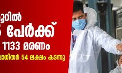 24 മണിക്കൂറില്‍ 92,605 പേര്‍ക്ക് കൊവിഡ്; 1133മരണം; രാജ്യത്ത് രോഗബാധിതര്‍ 54 ലക്ഷം കടന്നു