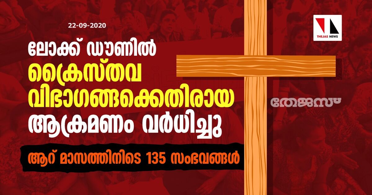 ലോക്ക് ഡൗണില് ക്രൈസ്തവ വിഭാഗങ്ങള്ക്കെതിരായ ആക്രമണം വര്ധിച്ചു -ആറ് മാസത്തിനിടെ 135 സംഭവങ്ങള് ലോക്ക് ഡൗണില് ക്രൈസ്തവ വിഭാഗങ്ങള്ക്കെതിരായ ആക്രമണം വര്ധിച്ചു -ആറ് മാസത്തിനിടെ 135 സംഭവങ്ങള്