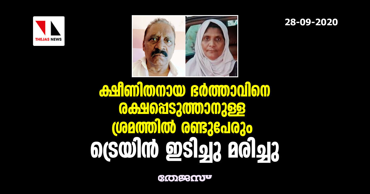 ക്ഷീണിതനായ ഭര്ത്താവിനെ രക്ഷപ്പെടുത്താനുള്ള ശ്രമത്തില് രണ്ടുപേരും ട്രയിന് ഇടിച്ചു മരിച്ചു ക്ഷീണിതനായ ഭര്ത്താവിനെ രക്ഷപ്പെടുത്താനുള്ള ശ്രമത്തില് രണ്ടുപേരും ട്രയിന് ഇടിച്ചു മരിച്ചു