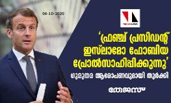 ഫ്രഞ്ച് പ്രസിഡന്റ് ഇസ്‌ലാമോ ഫോബിയ പ്രോല്‍സാഹിപ്പിക്കുന്നു:  ഗുരുതര ആരോപണവുമായി തുര്‍ക്കി