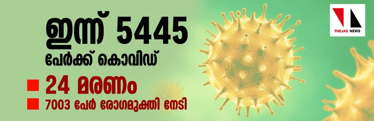 ഇന്ന് 5445 പേര്ക്ക് കൊവിഡ്; 24 മരണം ഇന്ന് 5445 പേര്ക്ക് കൊവിഡ്; 24 മരണം