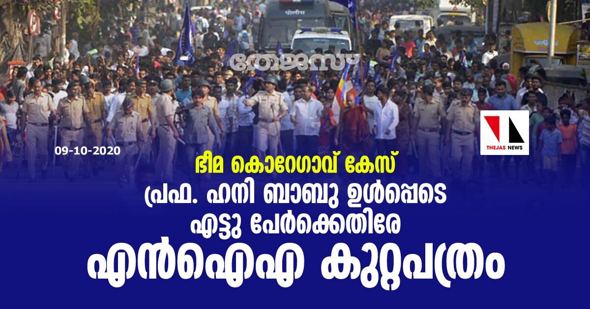 ഭീമ കൊറേഗാവ് കേസ്: പ്രഫ. ഹനി ബാബു ഉള്‍പ്പെടെ എട്ടു പേര്‍ക്കെതിരേ എന്‍ഐഎ കുറ്റപത്രം