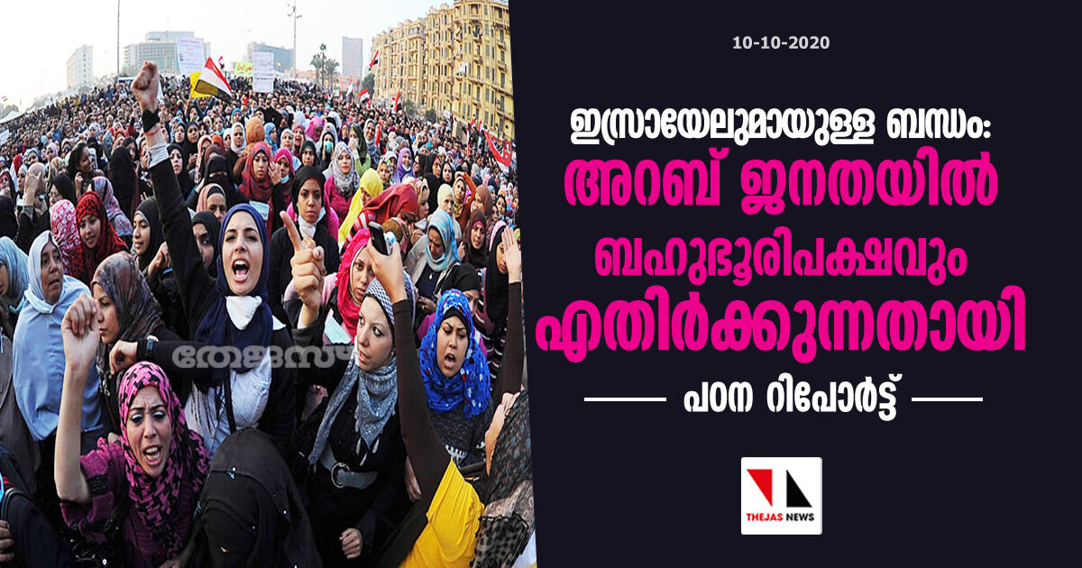 ഇസ്രായേലുമായുള്ള ബന്ധം അറബ് ജനതയില് ബഹുഭൂരിപക്ഷവും എതിര്ക്കുന്നതായി പഠന റിപോര്ട്ട് ഇസ്രായേലുമായുള്ള ബന്ധം അറബ് ജനതയില് ബഹുഭൂരിപക്ഷവും എതിര്ക്കുന്നതായി പഠന റിപോര്ട്ട്
