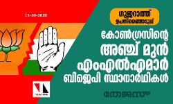 ഗുജറാത്ത് ഉപതിരഞ്ഞെടുപ്പ്: കോണ്ഗ്രസിന്റെ അഞ്ച് മുന് എംഎല്എമാര് ബിജെപി സ്ഥാനാര്ഥികള് ഗുജറാത്ത് ഉപതിരഞ്ഞെടുപ്പ്: കോണ്ഗ്രസിന്റെ അഞ്ച് മുന് എംഎല്എമാര് ബിജെപി സ്ഥാനാര്ഥികള്