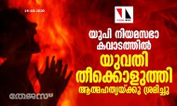 യുപി നിയമസഭാ കവാടത്തില്‍ യുവതി തീക്കൊളുത്തി ആത്മഹത്യയ്ക്കു ശ്രമിച്ചു