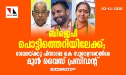 ബിജെപി പൊട്ടിത്തെറിയിലേക്ക്; ശോഭയ്ക്കു പിന്നാലെ കെ സുരേന്ദ്രനെതിരേ മുന്‍ വൈസ് പ്രസിഡന്റ്
