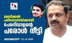 മെഡിക്കൽ പരിശോധനയ്ക്കായി പേരറിവാളന്റെ പരോൾ നീട്ടി