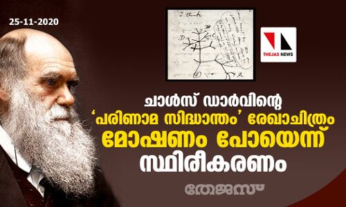 ചാള്സ് ഡാര്വിന്റെ പരിണാമ സിദ്ധാന്തം മോഷണം പോയെന്ന് സ്ഥിരീകരണം ചാള്സ് ഡാര്വിന്റെ പരിണാമ സിദ്ധാന്തം മോഷണം പോയെന്ന് സ്ഥിരീകരണം