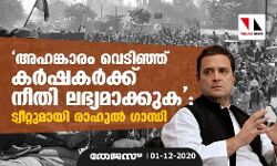 അഹങ്കാരം വെടിഞ്ഞ് കര്ഷകര്ക്ക് നീതി ലഭ്യമാക്കുക: കര്ഷക പ്രക്ഷോഭത്തില് കേന്ദ്രത്തിനെതിരേ രാഹുല് അഹങ്കാരം വെടിഞ്ഞ് കര്ഷകര്ക്ക് നീതി ലഭ്യമാക്കുക: കര്ഷക പ്രക്ഷോഭത്തില് കേന്ദ്രത്തിനെതിരേ രാഹുല്