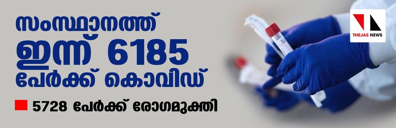 സംസ്ഥാനത്ത് ഇന്ന് 6185 പേര്ക്ക് കൊവിഡ്; 5728 പേര്ക്ക് രോഗമുക്തി സംസ്ഥാനത്ത് ഇന്ന് 6185 പേര്ക്ക് കൊവിഡ്; 5728 പേര്ക്ക് രോഗമുക്തി