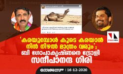 കരയുമ്പോള്‍ കൂടെ കരയാന്‍ നിന്‍ നിഴല്‍ മാത്രം വരും; ബി ഗോപാകൃഷ്ണനെ ട്രോളി സന്ദീപാനന്ദ ഗിരി