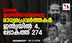 2020ല്‍ ജയിലിലടയ്ക്കപ്പെട്ട മാധ്യമപ്രവര്‍ത്തകര്‍-ഇന്ത്യയില്‍ 4, ലോകത്ത് 274
