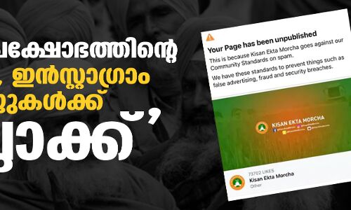 കര്‍ഷക പ്രക്ഷോഭത്തിന്റെ എഫ്ബി, ഇന്‍സ്റ്റാഗ്രാം പേജുകള്‍ക്ക് ബ്ലോക്ക്‌