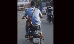 വഴി തടസ്സപ്പെടുത്തിയ ബൈക്ക് യാത്രികന്റെ ലൈസന്‍സ് സസ്‌പെന്റ് ചെയ്തു