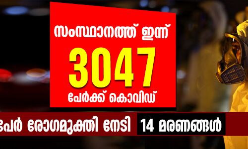 സംസ്ഥാനത്ത് ഇന്ന് 3047 പേര്‍ക്ക് കൊവിഡ്, 4172 പേര്‍ രോഗമുക്തി നേടി; ഇന്ന് 14 മരണങ്ങള്‍