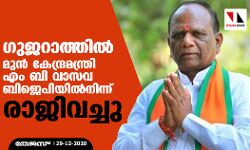 ഗുജറാത്തില്‍ മുന്‍ കേന്ദ്രമന്ത്രി എം ബി വാസവ ബിജെപിയില്‍നിന്ന് രാജിവച്ചു