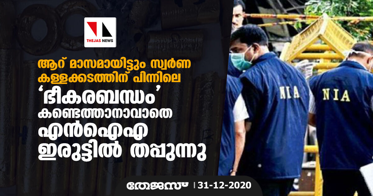 ആറ് മാസമായിട്ടും സ്വർണ കള്ളക്കടത്തിന് പിന്നിലെ ഭീകരബന്ധം കണ്ടെത്താനാവാതെ എൻഐഎ ഇരുട്ടിൽ തപ്പുന്നു ആറ് മാസമായിട്ടും സ്വർണ കള്ളക്കടത്തിന് പിന്നിലെ ഭീകരബന്ധം കണ്ടെത്താനാവാതെ എൻഐഎ ഇരുട്ടിൽ തപ്പുന്നു
