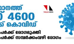സംസ്ഥാനത്ത് ഇന്ന് 4600 പേര്‍ക്ക് കൊവിഡ്19 സ്ഥിരീകരിച്ചു