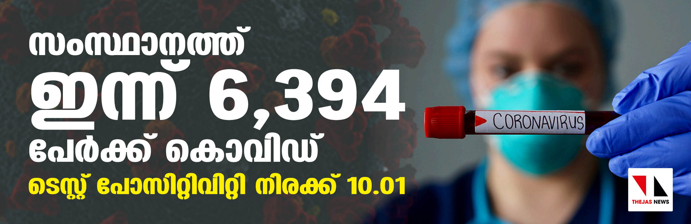 സംസ്ഥാനത്ത് 6,394 പേര്ക്ക് കൊവിഡ്; 25 മരണം സംസ്ഥാനത്ത് 6,394 പേര്ക്ക് കൊവിഡ്; 25 മരണം