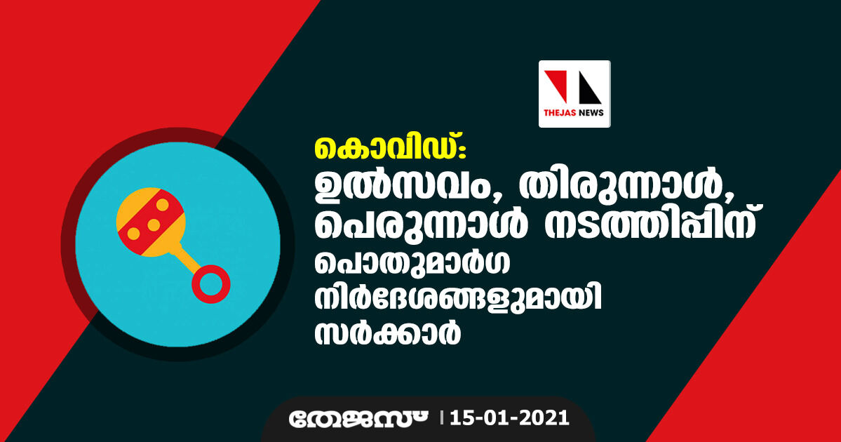 കൊവിഡ്: ഉല്‍സവം, തിരുന്നാള്‍,പെരുനാള്‍ നടത്തിപ്പിന് പൊതുമാര്‍ഗ്ഗ നിര്‍ദേശങ്ങളുമായി സര്‍ക്കാര്‍