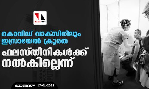 കൊവിഡ് വാക്‌സിനിലും ഇസ്രായേല്‍ ക്രൂരത;   ഫലസ്തീനികള്‍ക്ക് നല്‍കില്ലെന്ന്