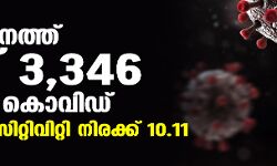 സംസ്ഥാനത്ത് ഇന്ന് 3346 പേര്‍ക്ക് കൊവിഡ്;   3921 പേര്‍ക്കു രോഗമുക്തി